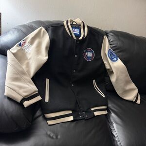 NBA Black and Cream Bomber Jacket